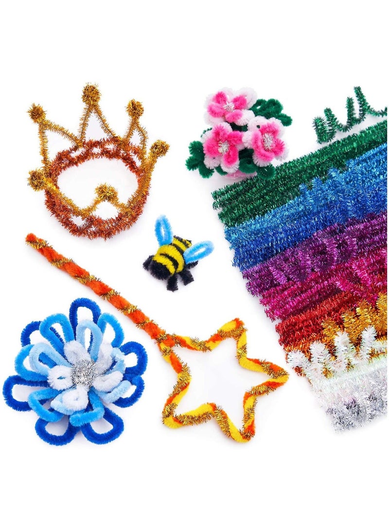 Y&D Pipe Cleaners, Craft Supplies Set, Cleaners Set Which Includes 200 Pcs Chenille Stems, 150 Self-Sticking Wiggle Googly Eyes and 250 Pompoms for Creative DIY School Art Projects (600 Pcs) - Image 3