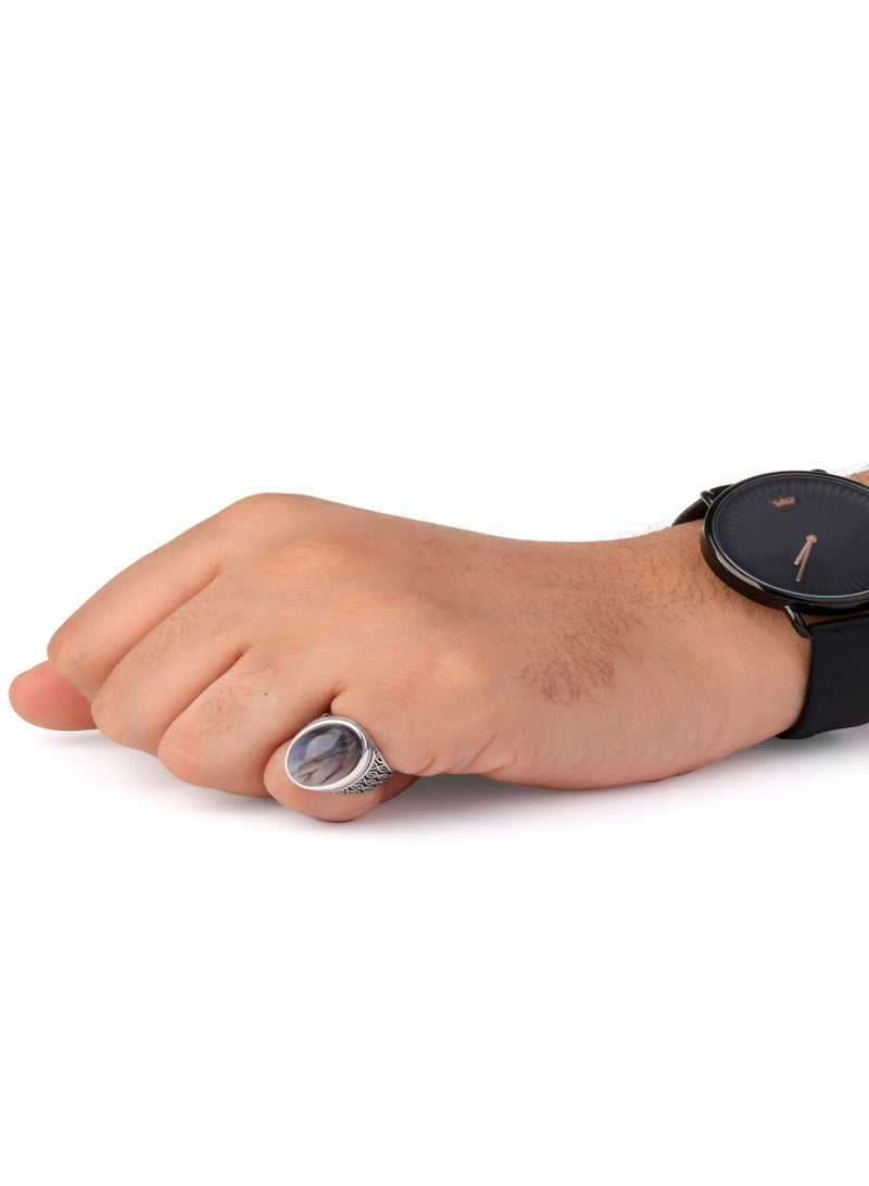 phoneme Men's silver ring special onyx - Image 4