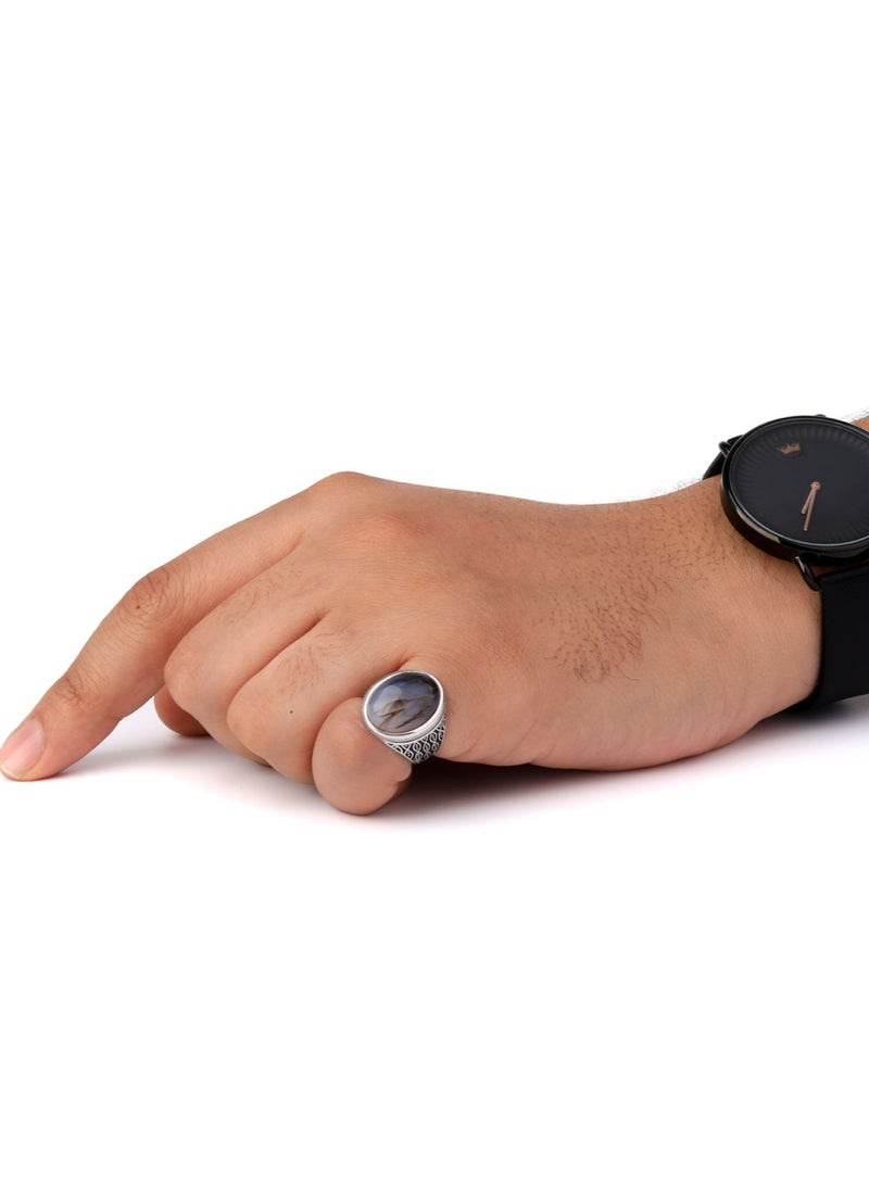 phoneme Men's silver ring special onyx - Image 3