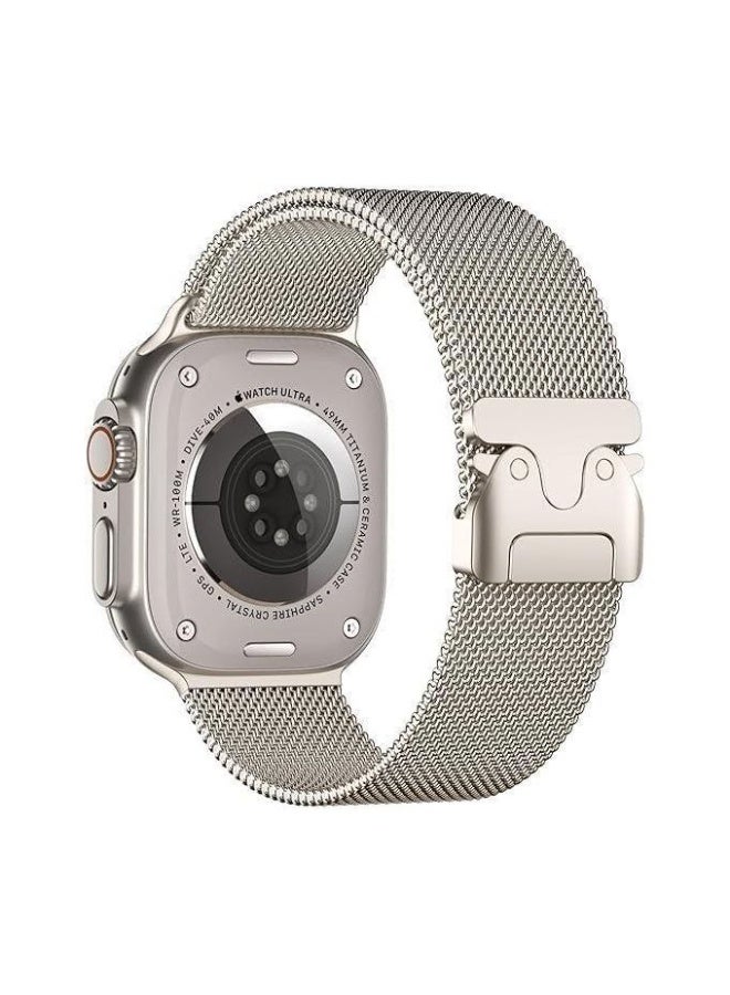 Milanese Loop Band Compatible with Apple Watch Ultra 2/3 Band 49mm 46mm 45mm 44mm, Stainless Steel Milanese Loop Adjustable Strap for iWatch Ultra Series 11 10 9 8 7 SE 6 5 4 Black Starlight - Image 4