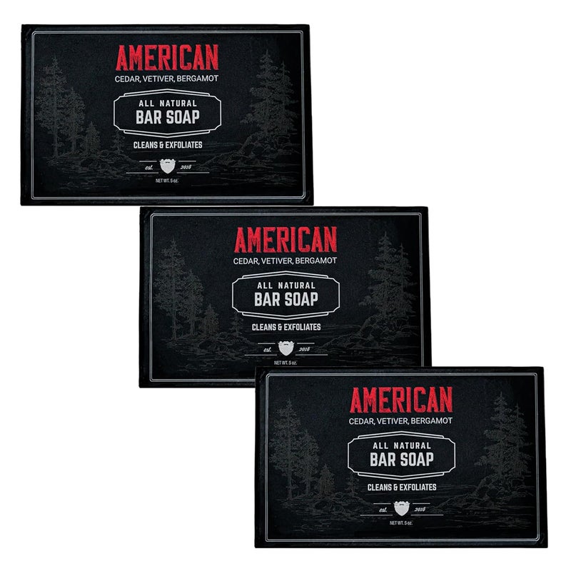 Live Bearded AllNatural Bar Soap for Men 3Pack of 5 oz  Made in the USA  Exfoliates and Moisturizes  Charcoal Pumice Shea Butter  American Scent  Cedar Vetiver Bergamont