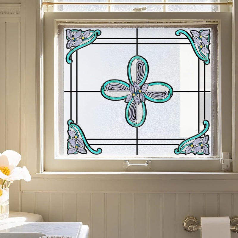 ADD.HERES Window Stickers, ‌Stained Glass Window Privacy Film UV Blocking Static Cling for Home Kitchen Office Bathroom, Whisper 30x40D - Image 1
