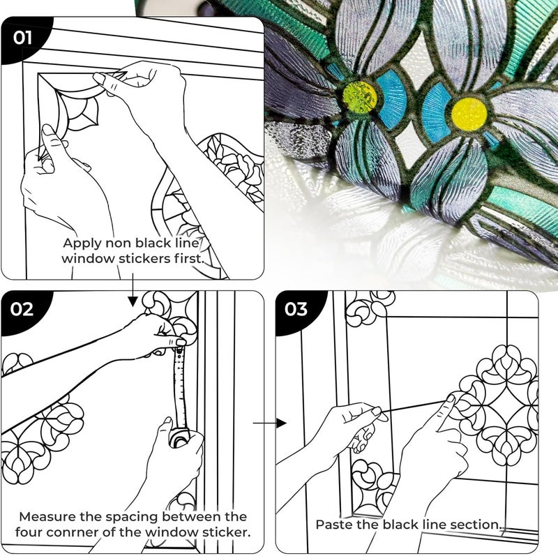 ADD.HERES Window Stickers, ‌Stained Glass Window Privacy Film UV Blocking Static Cling for Home Kitchen Office Bathroom, Whisper 30x40D - Image 4