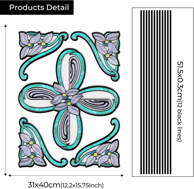 ADD.HERES Window Stickers, ‌Stained Glass Window Privacy Film UV Blocking Static Cling for Home Kitchen Office Bathroom, Whisper 30x40D - Image 2