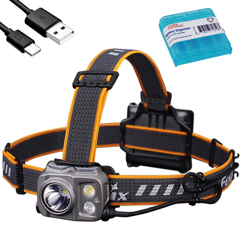 Fenix HP16R Rechargeable Headlamp, 1250 Lumens Spotlight, 400 Lumens Floodlight and Red Light with Lumentac AA Organizer - Image 1