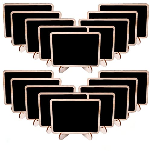 Haoser Wood Mini Chalkboard Labels, 20 Pack Small Chalkboards Blackboard with Easel Stand for Weddings, Birthday Parties, Message Board Signs and Event Decorations - Image 1