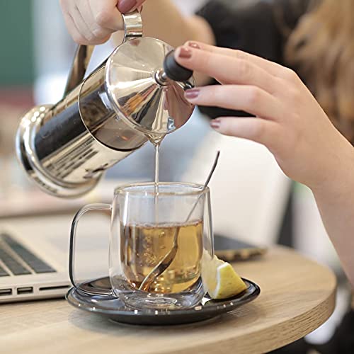 Baskety Glass Coffee Mugs, 8.5 oz (250 ML) Double Walled Insulated Cup Heat-Resistant for Tea Coffee Latte Cappuccino Espresso Iced Tea Dishwasher & Microwave Safe (Pack of 1) - Image 4