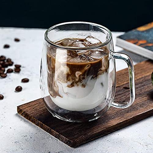 Baskety Glass Coffee Mugs, 8.5 oz (250 ML) Double Walled Insulated Cup Heat-Resistant for Tea Coffee Latte Cappuccino Espresso Iced Tea Dishwasher & Microwave Safe (Pack of 1) - Image 3