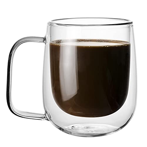 Baskety Glass Coffee Mugs, 8.5 oz (250 ML) Double Walled Insulated Cup Heat-Resistant for Tea Coffee Latte Cappuccino Espresso Iced Tea Dishwasher & Microwave Safe (Pack of 1) - Image 1