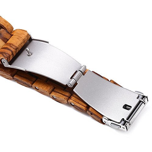 BEWELL ZS-W086B Mens Wooden Watch Analog Quartz Movement Date Display Lightweight Wood Wrist Watch (Zebra Wood) - Image 5
