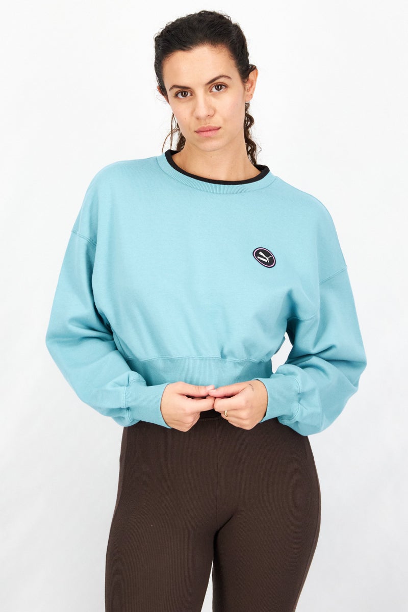 PUMA ملابس رياضية نسائية بليزر طويل الأكمام، أزرق - Image 1