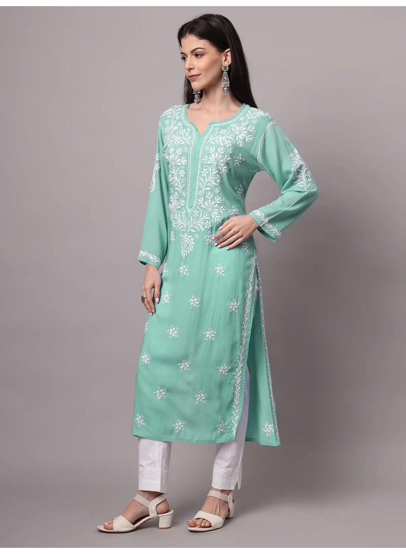 Alaya Hand Embroidered Chikankari Modal Kurta-AL4059 - Image 3