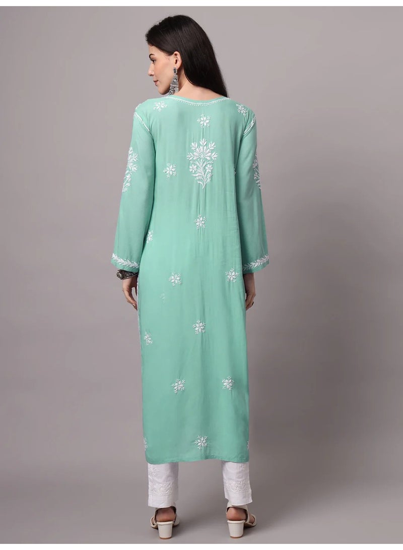 Alaya Hand Embroidered Chikankari Modal Kurta-AL4059 - Image 2