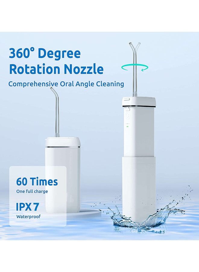 Arabest Water Flosser [Mini Cordless Portable] Oral Irrigator Water Teeth Cleaner Pick, Telescopic Water Tank, 3 Modes & IPX7 Waterproof, Home & Travel Water Flossers (white) - Image 2