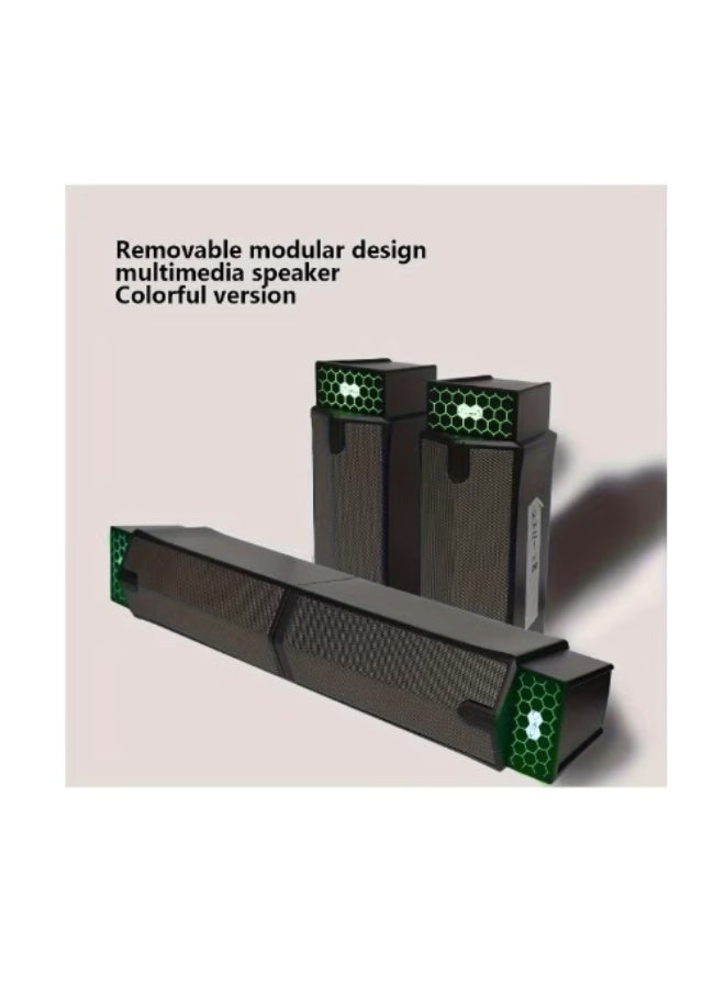 بوينت مكبر صوت PT520 للألعاب على سطح المكتب - 6 وات (2 * 3 وات) 2.0 قناة ستيريو - مضيء بألوان قوس قزح - مزود بمنفذ USB سلكي + صوت 3.5 مم - إعداد متعدد التصميمات - لأجهزة الكمبيوتر الشخصية والكمبيوتر المحمول والمسرح المنزلي - Image 3