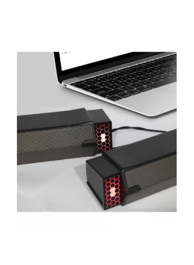 بوينت مكبر صوت PT520 للألعاب على سطح المكتب - 6 وات (2 * 3 وات) 2.0 قناة ستيريو - مضيء بألوان قوس قزح - مزود بمنفذ USB سلكي + صوت 3.5 مم - إعداد متعدد التصميمات - لأجهزة الكمبيوتر الشخصية والكمبيوتر المحمول والمسرح المنزلي - Image 4