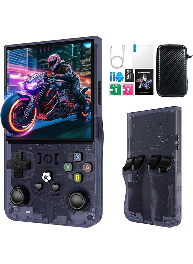 New R36MAX Retro Handheld Game Console, 4.0 Inch IPS Screen Retro Gaming Console,Linux System, 4000mAh Battery Portable Pocket Mini Arcade, Built-in 64G, Grey - Image 1