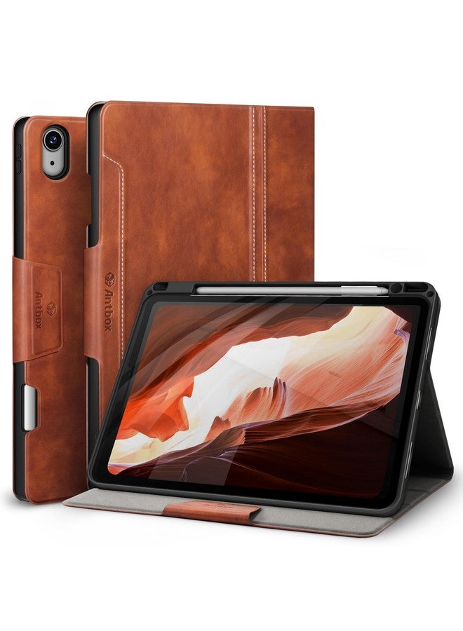 Antbox Case for iPad Air 11-inch M3 (2025) / M2 (2024), iPad Air 5th/4th Generation 10.9'' Vegan Leather with Pencil Holder Typing Angle Auto Sleep/Wake Muti-Stand (Brown) - Image 1
