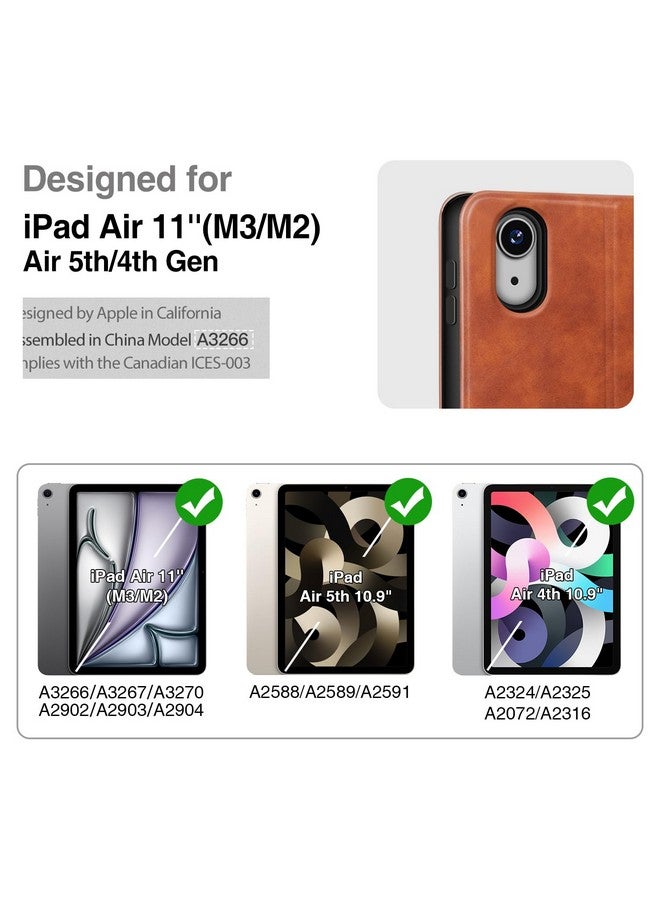 Antbox Case for iPad Air 11-inch M3 (2025) / M2 (2024), iPad Air 5th/4th Generation 10.9'' Vegan Leather with Pencil Holder Typing Angle Auto Sleep/Wake Muti-Stand (Brown) - Image 2