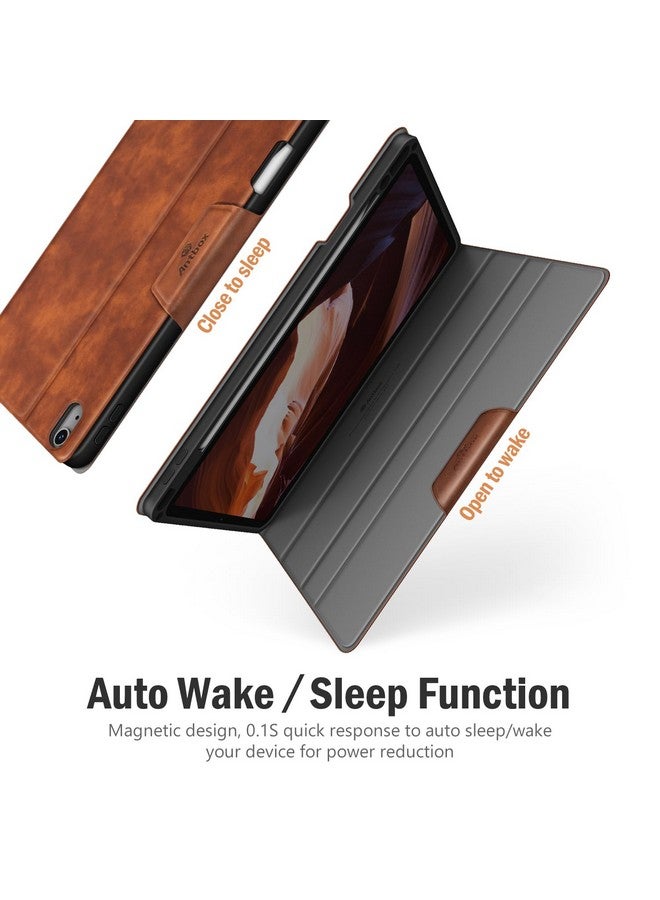Antbox Case for iPad Air 11-inch M3 (2025) / M2 (2024), iPad Air 5th/4th Generation 10.9'' Vegan Leather with Pencil Holder Typing Angle Auto Sleep/Wake Muti-Stand (Brown) - Image 5