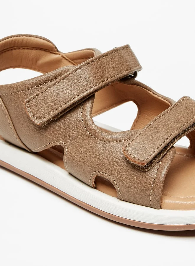JUNIORS Boys Solid Back Strap Sandals With Hook And Loop Closure