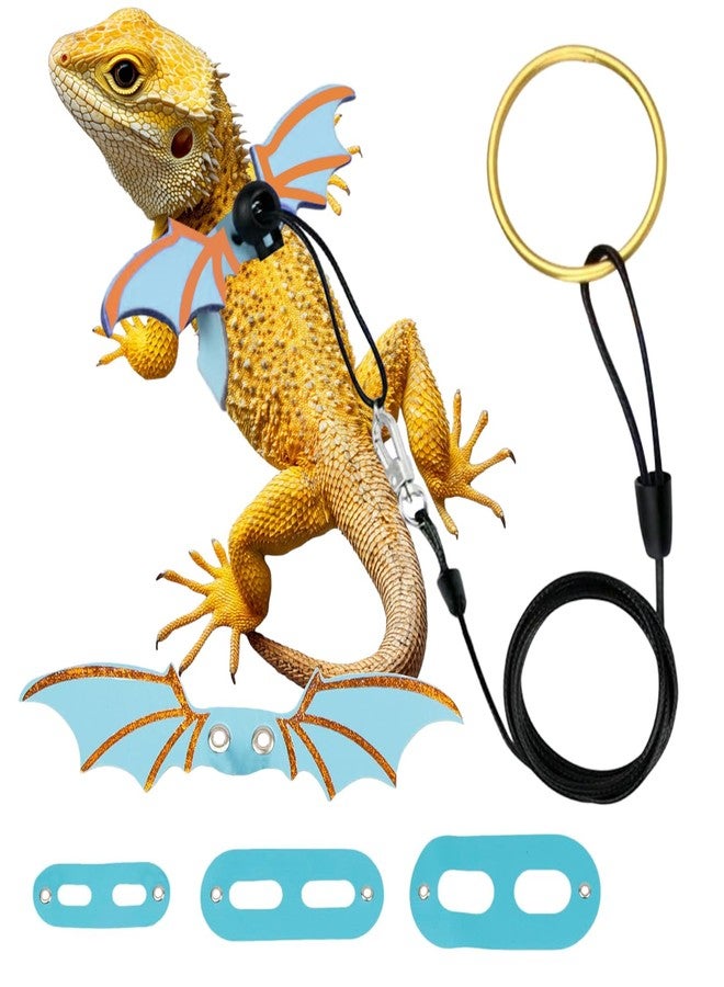 KYLELOVE Lizard Harness and Leash-3 Size Pack Bearded Dragon Leather Dinosaur Wing Harness Reptile Leash Set for Safety Walking Costume Indoor Outdoor - Image 1