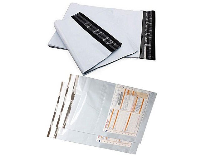 SECUREMENT أكياس بولي مقاومة للتلاعب مع كيس ختم ذاتي، 55 ميكرون، 10 إنش × 12 إنش، أبيض وأسود، عبوة من 100 - Image 2