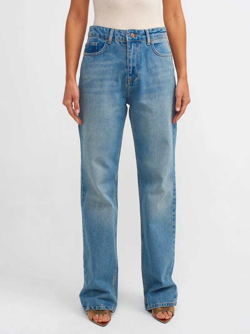 ديلفين 71466 Self-Tinted Straight Denim Trousers-Blue