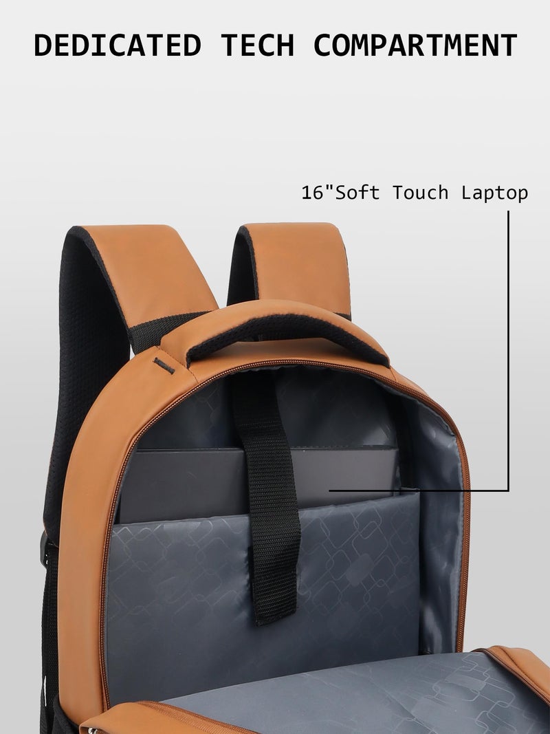 Wesley Vintage faux leather Water Resistant Laptop Backpack/Casual Backpack/Daypack/Travel Backpack/College Bag For Men/Women Water-Resistant Laptop Backpack, Modern Minimalist, Business Travel - Image 4