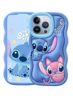 Stitch iPhone 15 Pro Max Case,Stitch 3D Cute Cartoon Women Girls Kids Soft Silicone Protective Phone Cover Case for iPhone 15 Pro Max 6.7 inch Blue