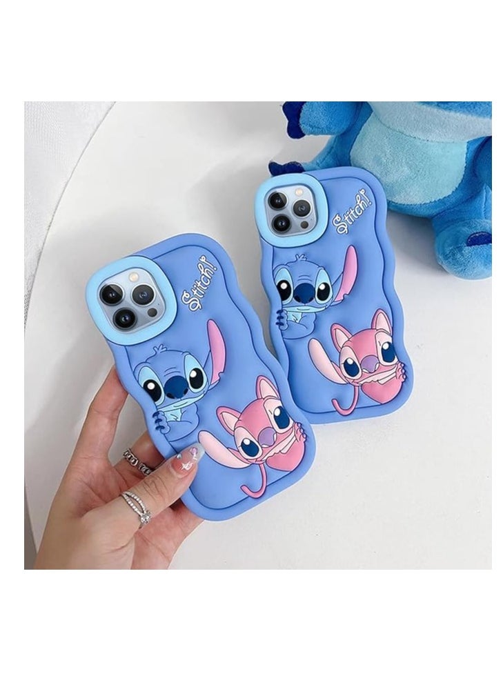 STITCH - Stitch iPhone 15 Pro Max Case,Stitch 3D Cute Cartoon Women Girls Kids Soft Silicone Protective Phone Cover Case for iPhone 15 Pro Max 6.7 inch Blue - Image 1