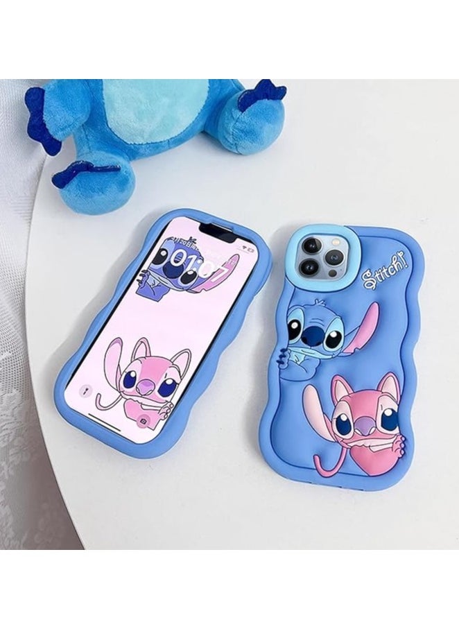 STITCH - Stitch iPhone 15 Pro Max Case,Stitch 3D Cute Cartoon Women Girls Kids Soft Silicone Protective Phone Cover Case for iPhone 15 Pro Max 6.7 inch Blue - Image 1