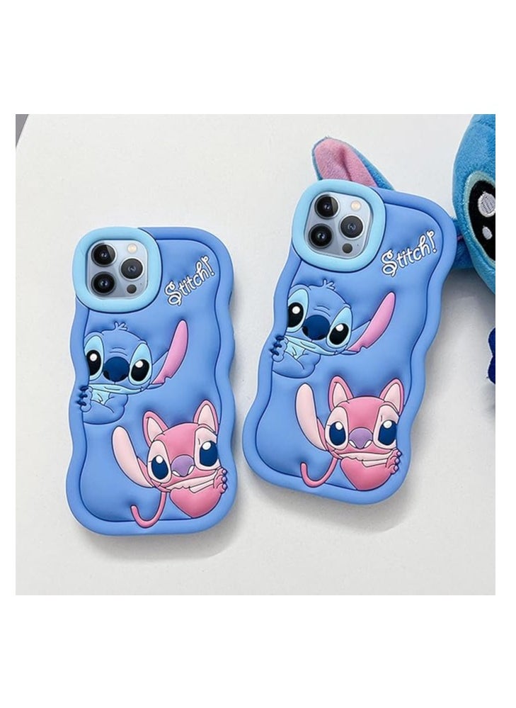 STITCH - Stitch iPhone 15 Pro Max Case,Stitch 3D Cute Cartoon Women Girls Kids Soft Silicone Protective Phone Cover Case for iPhone 15 Pro Max 6.7 inch Blue - Image 1