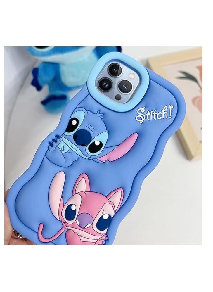 STITCH - Stitch iPhone 15 Pro Max Case,Stitch 3D Cute Cartoon Women Girls Kids Soft Silicone Protective Phone Cover Case for iPhone 15 Pro Max 6.7 inch Blue - Image 1