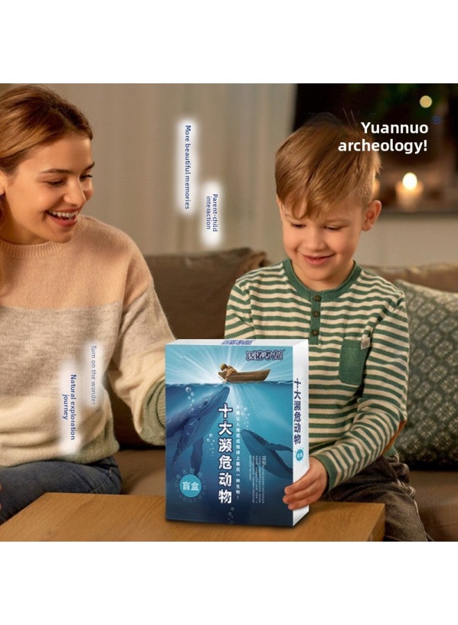 Pinuo Excavation Archaeology Top Ten Endangered Animals Series Blind Box Toy Excavation Panda Yangzi Crocodile Children Treasure Hunting-Color:Endangered Animal Series Random 1 (on-site Version Without Packaging And Tools) - Image 3