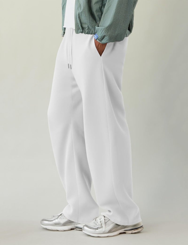 HeSaYep Men's Baggy Sweatpants Barrel Open Bottom Workout Fleece Sweat Pants Loose Casual Active Joggers Pants with Pockets White M - Image 4