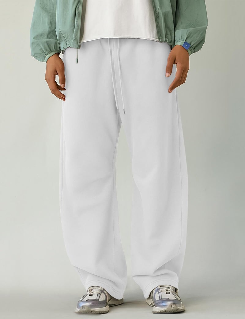 HeSaYep Men's Baggy Sweatpants Barrel Open Bottom Workout Fleece Sweat Pants Loose Casual Active Joggers Pants with Pockets White M - Image 3