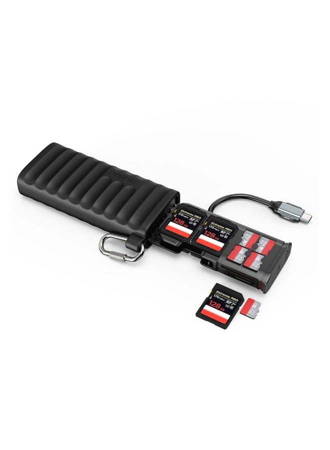 TELESIN USB 3.1 Type-C SD/TF Card Reader & Storage Case – 312MB/s High-Speed Dual Slot Memory Card Reader, Shockproof IP54 Travel Organizer for SD, MicroSD, Nano SIM - Image 1