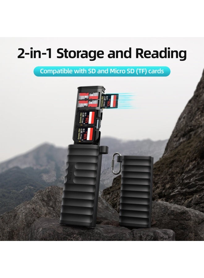 TELESIN USB 3.1 Type-C SD/TF Card Reader & Storage Case – 312MB/s High-Speed Dual Slot Memory Card Reader, Shockproof IP54 Travel Organizer for SD, MicroSD, Nano SIM - Image 5