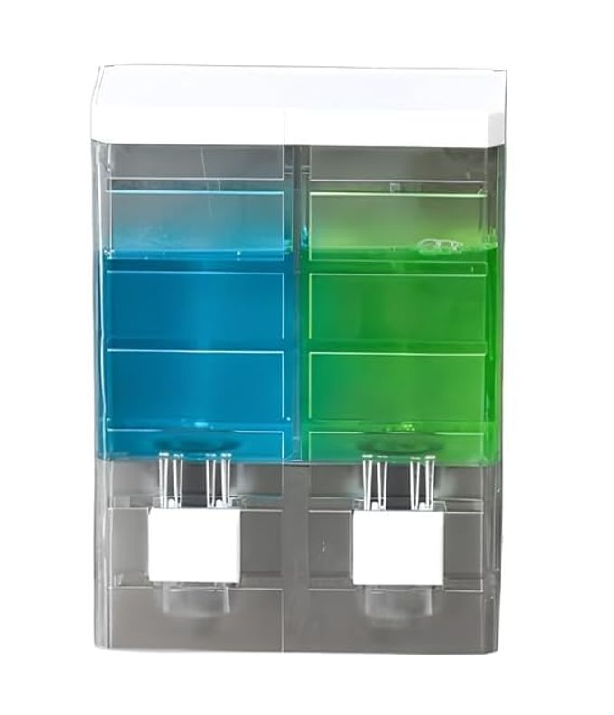 WALL MOUNTED BATHROOM SHOWER SHAMPOO DISPENSER 2 IN1 NO DRILL SHAMPOO AND CONDITIONER DISPENSER BODY WASH DISPENSER FOR BATHROOM TWIN MANUAL LIQUID SOAP DISPENSER 1PCS