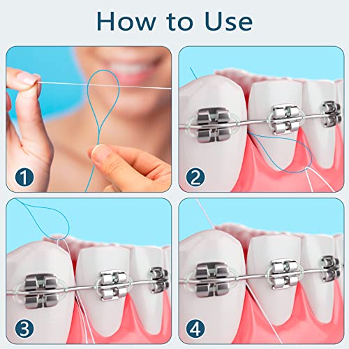 DanTicy Floss Threaders, Deep Clean Dental Floss Threader for Braces, Bridges, and Implants 200PCS(4Pack),Blue - Image 4