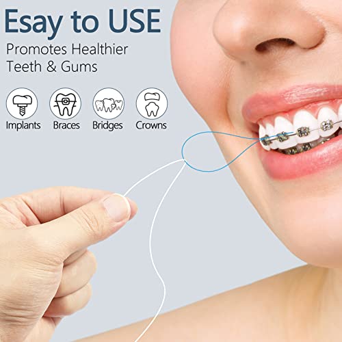 DanTicy Floss Threaders, Deep Clean Dental Floss Threader for Braces, Bridges, and Implants 200PCS(4Pack),Blue - Image 5