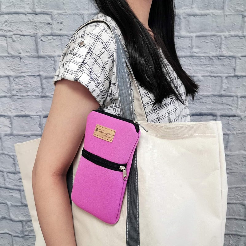 Tainada Women Cell Phone Neoprene Shockproof Zipper Sleeve Case Bag Pouch w/Carabiner, Neck Lanyard, Belt Loop Holster for iPhone 17/16 Pro Max, Air, 16 Plus, 16e ; Samsung S25, S24, Z Fold7 (Pink) - Image 2