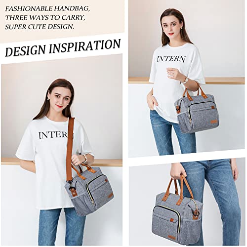 TuErCao Adult Lunch Box - Insulated Lunch Bag Women for Work, Soft Cooler for Beach Travel Picnic, Ladies Lunch Tote Bag for Office, Grey - Image 5