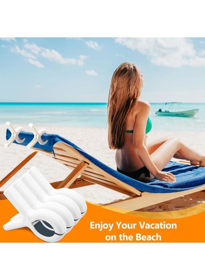 Dreecy 8 Pcs Beach Towel Clips for Beach Chairs, Towel Holder for Beach Chair Pool Chair on Cruise, Jumbo Size Heavy Duty Clothes Pins, Beach Chair Clips to Keep Your Towel from Blowing Away (White) - Image 2