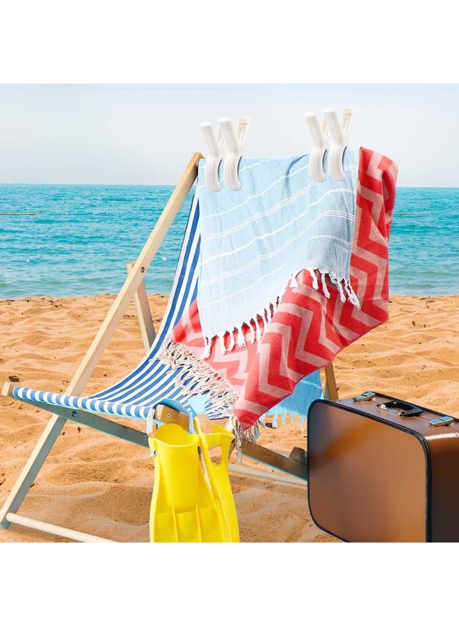 Dreecy 8 Pcs Beach Towel Clips for Beach Chairs, Towel Holder for Beach Chair Pool Chair on Cruise, Jumbo Size Heavy Duty Clothes Pins, Beach Chair Clips to Keep Your Towel from Blowing Away (White) - Image 4