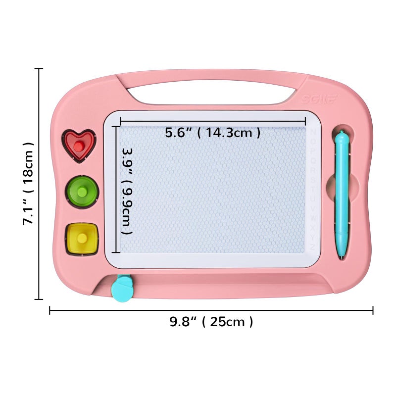 SGILE Magnetic Drawing Board for Kids, Colorful Erasable Doodle Board with Magnet Pen, Painting Sketch Pad with Three Stamps, Travel Toy, Birthday Gift, Educational Learning Toy for Toddlers, Pink - Image 2