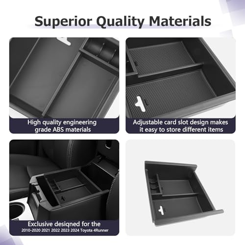 LUWU Center Console Organizer Tray Compatible with 2020-2025 2026 Kia Telluride/2010-2021 2022 2023 2024 Toyota 4Runner Accessories Armrest Console Organizer Armrest Organizer Insert Tray Black - Image 5