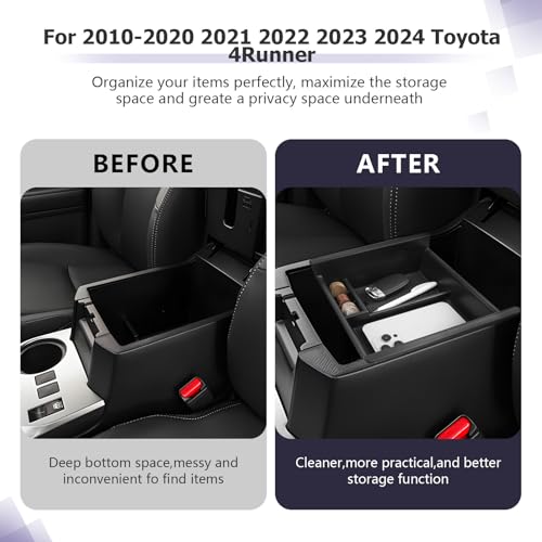 LUWU Center Console Organizer Tray Compatible with 2020-2025 2026 Kia Telluride/2010-2021 2022 2023 2024 Toyota 4Runner Accessories Armrest Console Organizer Armrest Organizer Insert Tray Black - Image 2