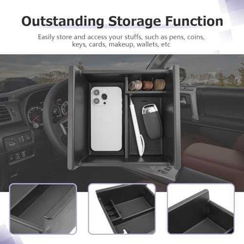 LUWU Center Console Organizer Tray Compatible with 2020-2025 2026 Kia Telluride/2010-2021 2022 2023 2024 Toyota 4Runner Accessories Armrest Console Organizer Armrest Organizer Insert Tray Black - Image 3